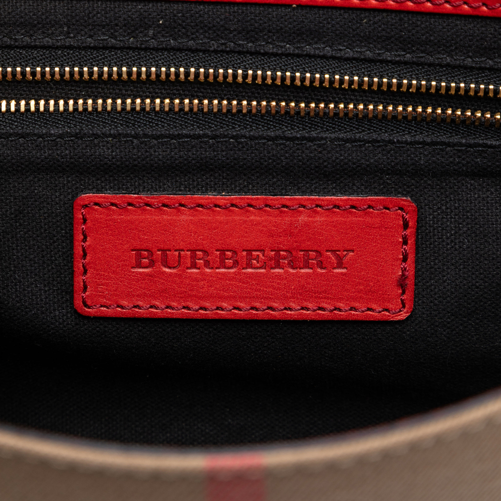 Pre-Loved Burberry Leather and House Check Canvas Bridle Abbott Crossbody - Picture 5 of 6